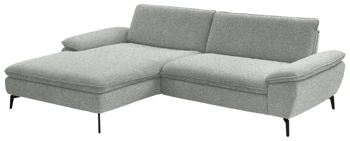 ECKSOFA in Webstoff Hellgrau  - Hellgrau/Schwarz, Design, Textil/Metall (197/295cm) - Valdera