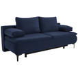 BOXSPRINGSOFA Flachgewebe Dunkelblau  - Schwarz/Dunkelblau, KONVENTIONELL, Textil/Metall (204/93/100cm) - Novel