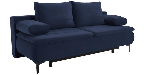BOXSPRINGSOFA Flachgewebe Dunkelblau - Schwarz/Dunkelblau, KONVENTIONELL, Textil/Metall (204/93/100cm) - Novel