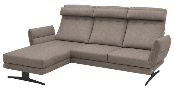ECKSOFA Taupe Flachgewebe  - Taupe/Schwarz, Design, Textil/Metall (176-217/279-327cm) - Dieter Knoll
