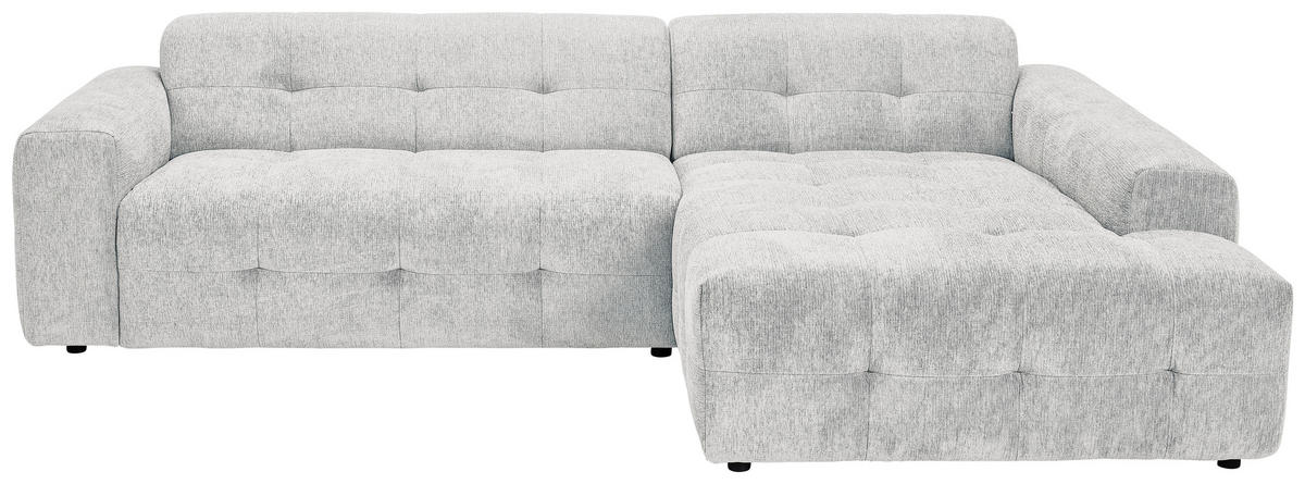ECKSOFA in Flachgewebe Hellgrau  - Hellgrau/Schwarz, Konventionell, Kunststoff/Textil (292/189cm) - Carryhome