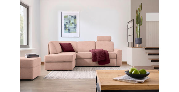 ECKSOFA in Webstoff Hellrot  165/224 cm  - Hellrot/Schwarz, KONVENTIONELL, Kunststoff/Textil (165/224cm) - Xora