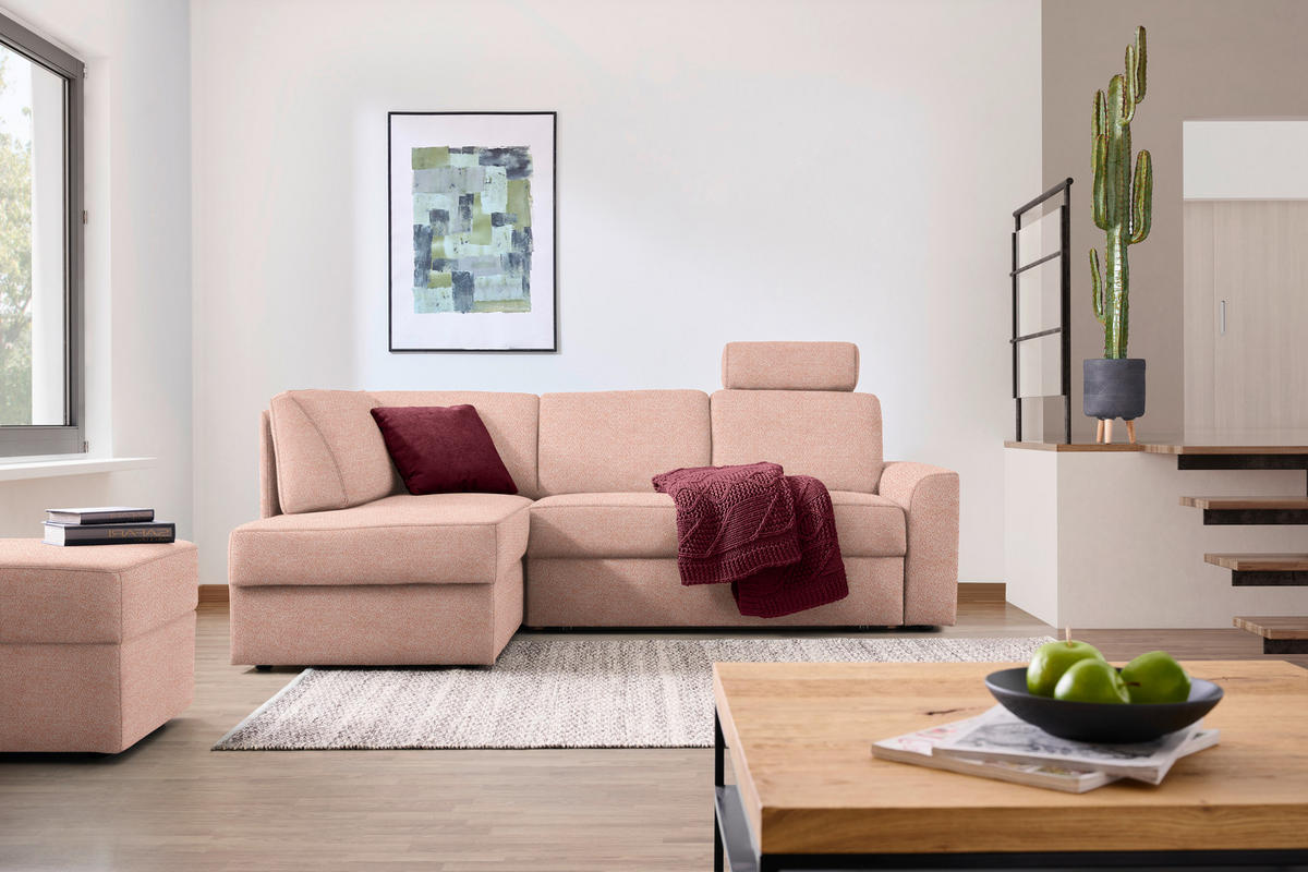 ECKSOFA in Webstoff Hellrot  - Hellrot/Schwarz, Konventionell, Kunststoff/Textil (165/224cm) - Xora