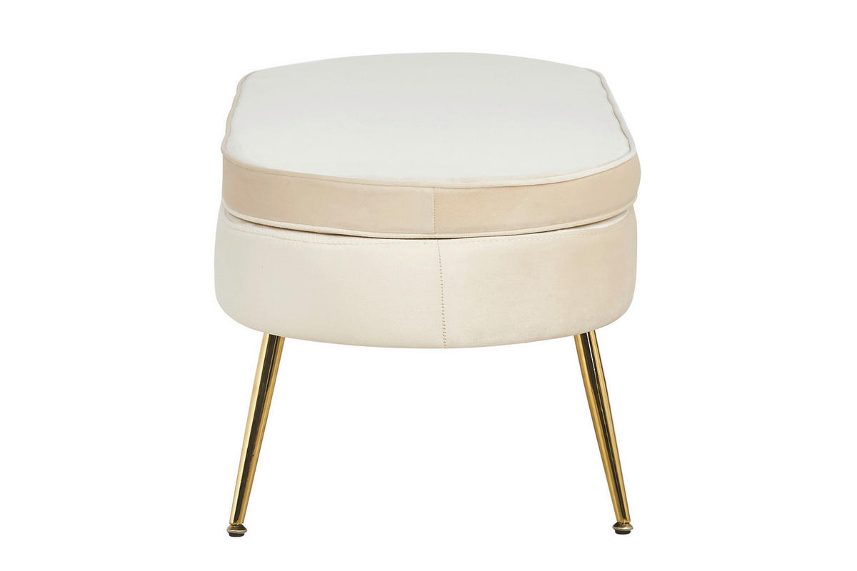 HOCKER Samt Beige  - Beige/Goldfarben, MODERN, Textil/Metall (99/40/44cm) - Livetastic