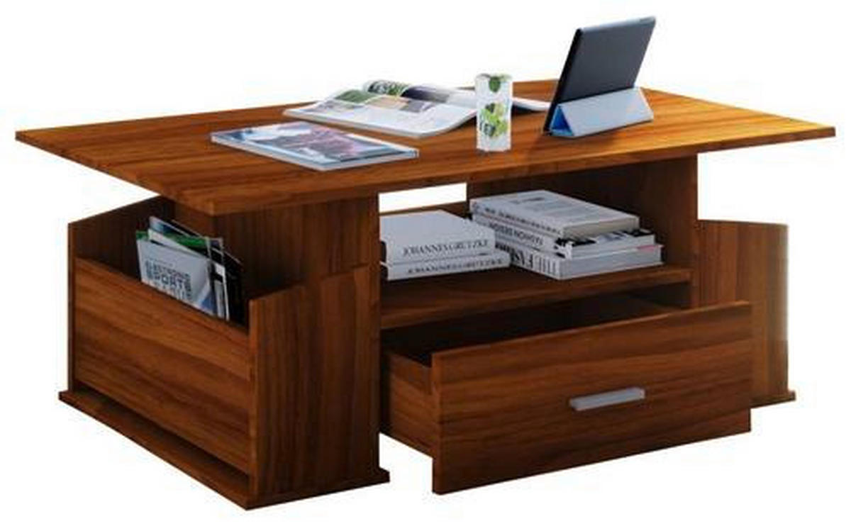 Couchtisch in Nussbaumfarbe in Holzwerkstoff 110/52/44 cm  - Silberfarben/Nussbaumfarben, Basics, Holzwerkstoff/Kunststoff (110/52/44cm) - MID.YOU