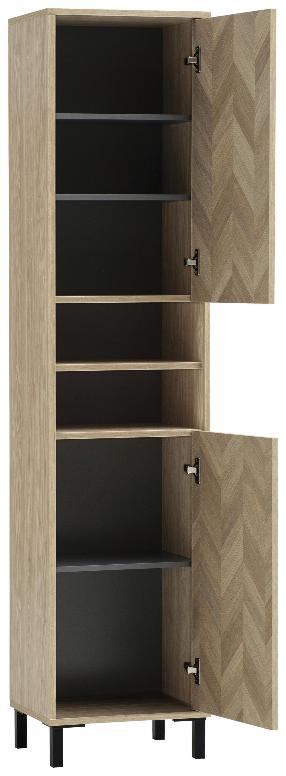 HOCHSCHRANK 40,3/177,6/33 cm  - Eichefarben/Schwarz, KONVENTIONELL, Holzwerkstoff/Metall (40,3/177,6/33cm) - Stylife