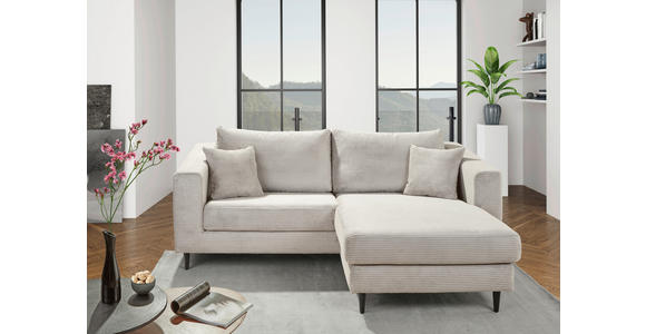 ECKSOFA Naturfarben Cord  - Schwarz/Naturfarben, KONVENTIONELL, Holz/Textil (212/155cm) - Carryhome