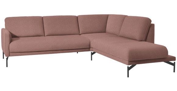 ECKSOFA in Flachgewebe, Struktur Hellrot  - Hellrot/Anthrazit, Design, Textil/Metall (254/230cm) - Ambiente