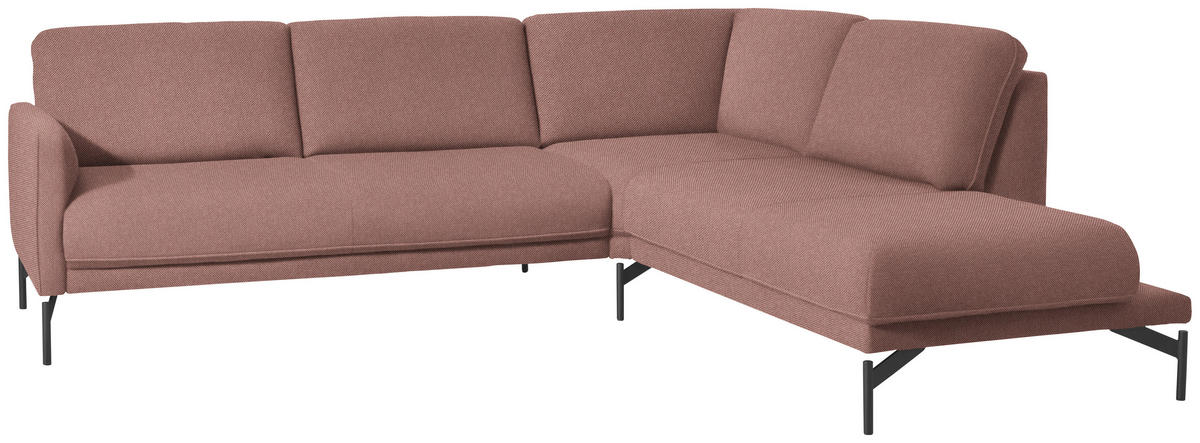 ECKSOFA in Flachgewebe, Struktur Hellrot  - Hellrot/Anthrazit, Design, Textil/Metall (254/230cm) - Johann Jakob