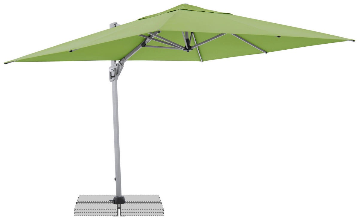 AMPELSCHIRM 350x260 cm Hellgrün  - Silberfarben/Hellgrün, Basics, Textil/Metall (350/260cm) - Doppler