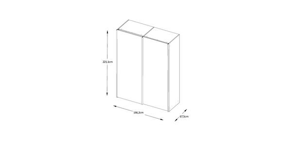 SCHWEBETÜRENSCHRANK 167/222/68 cm 2-türig  - Chromfarben/Weiß, Basics, Glas/Holzwerkstoff (167/222/68cm) - Moderano