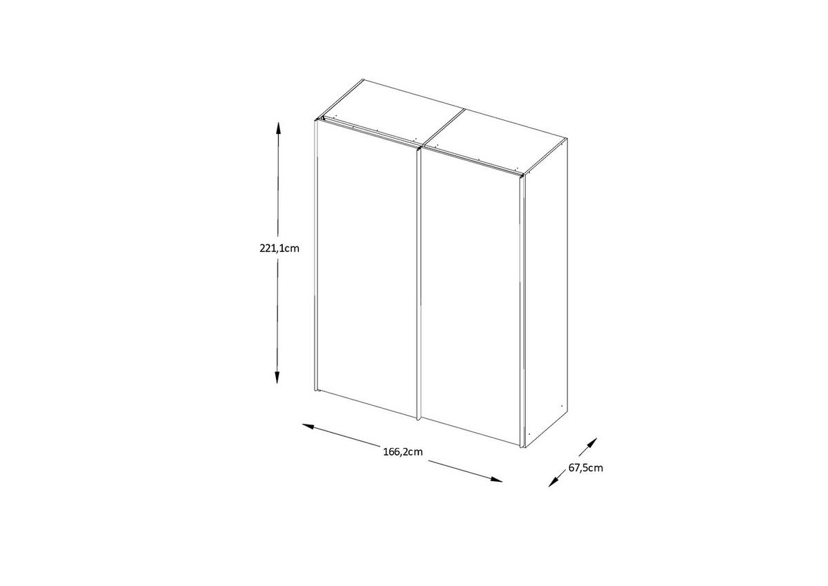 SCHWEBETÜRENSCHRANK in Weiss  - Chromfarben/Weiss, Basics, Glas/Holzwerkstoff (167/222/68cm) - Moderano