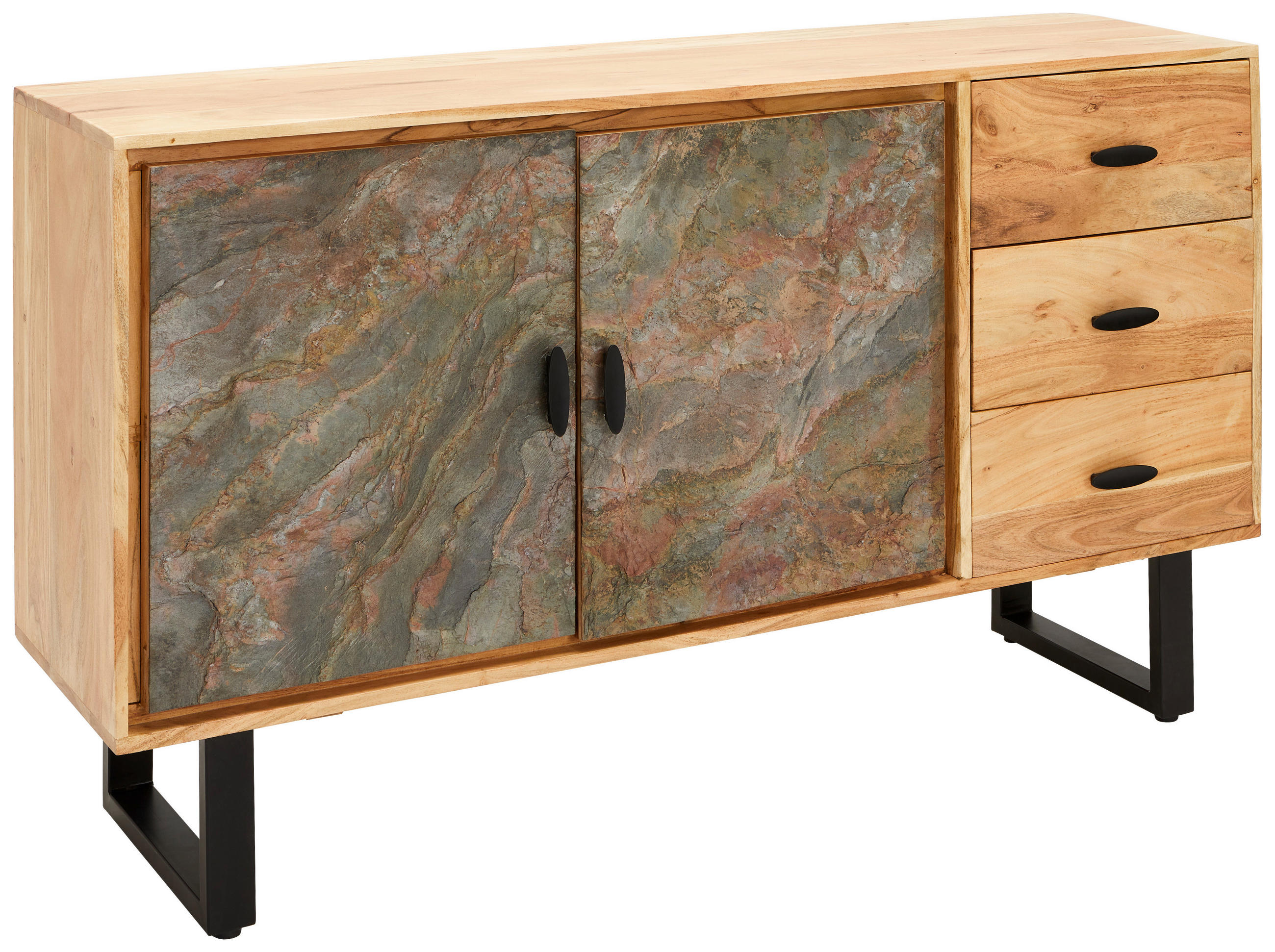 Tallinn Sideboard Bissau  in 140/80/40 cm  - Goldfarben/Naturfarben, Natur, Holz/Metall (140/80/40cm) - Livetastic