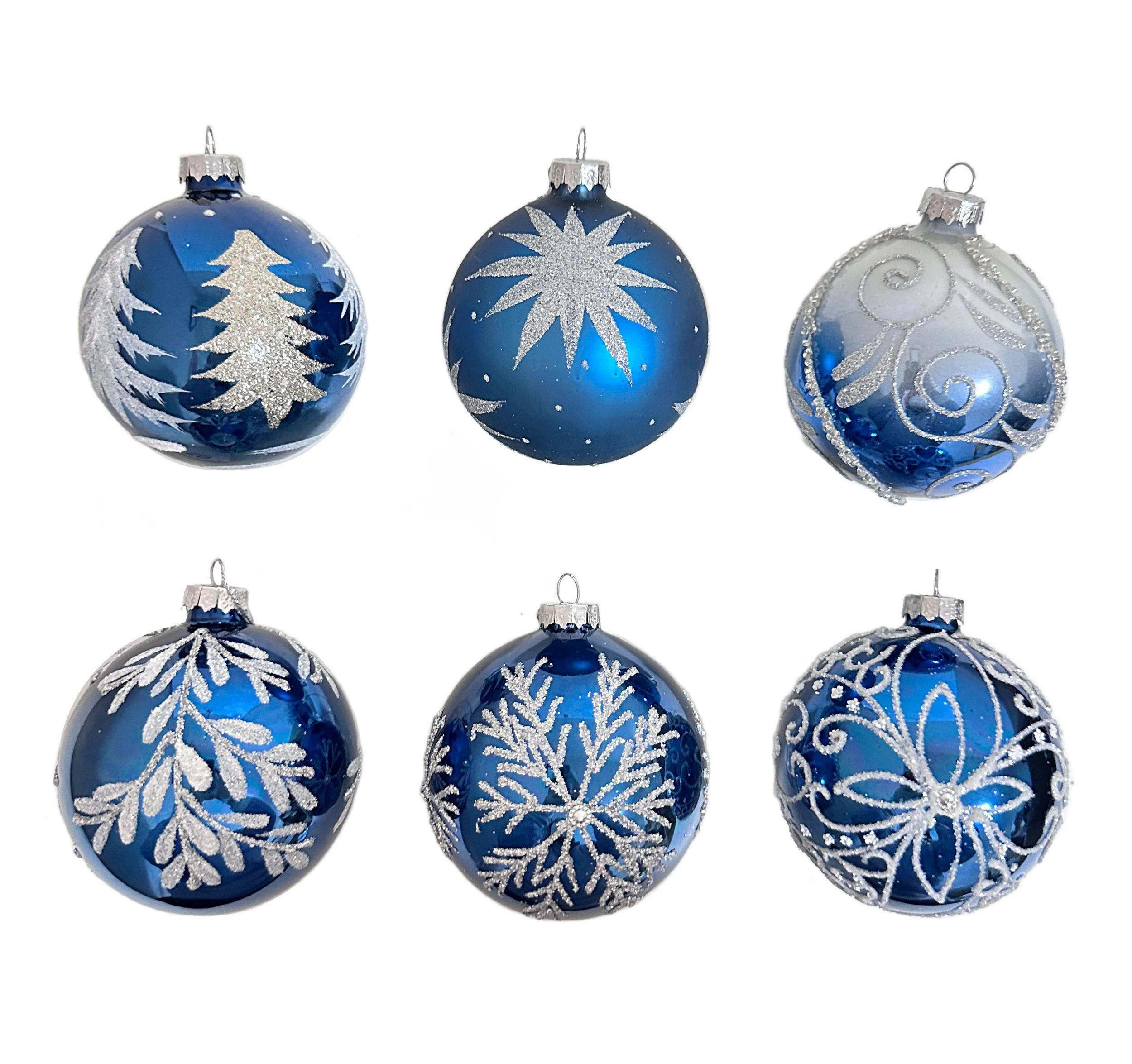 GLOB DE CRĂCIUN - albastru/alb, Lifestyle, plastic/sticlă (8cm) - X-Mas