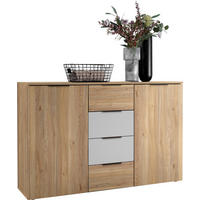 SIDEBOARD 135/89/40 cm  in Weiss, Eichefarben  - Weiss/Eichefarben, Konventionell, Holzwerkstoff/Kunststoff (135/89/40cm) - Carryhome