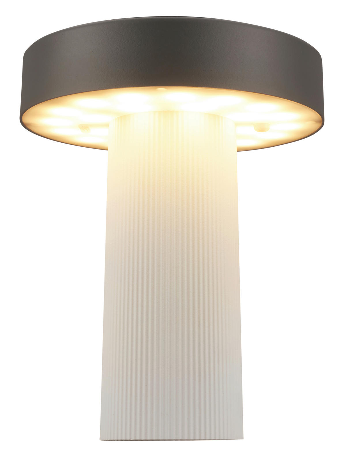 AKKU-TISCHLEUCHTE 16/20 cm  - Anthrazit/Beige, Design, Kunststoff (16/20cm)