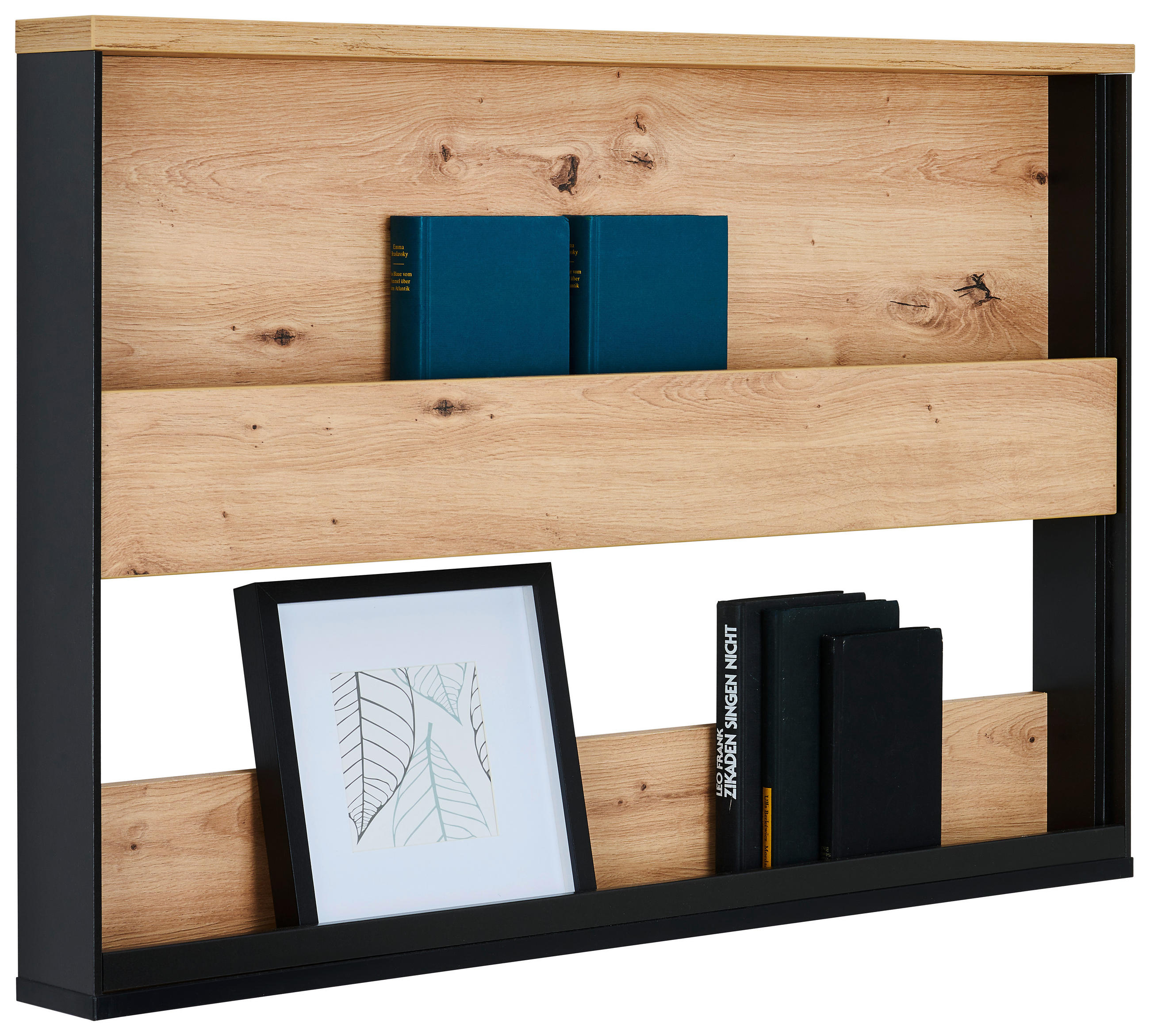 ETAJERĂ DE PERETE  - stejar Artisan/negru, Konventionell, material pe bază de lemn (92/63cm) - Voleo