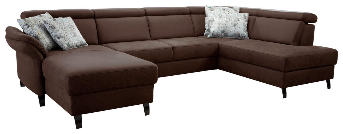 WOHNLANDSCHAFT in Mikrofaser Cognac  - Cognac/Schwarz, KONVENTIONELL, Textil/Metall (165/317/193cm) - Sit & More
