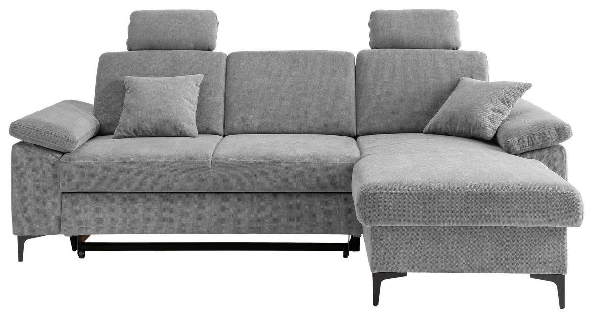ECKSOFA Chenille Grau  - Schwarz/Grau, Konventionell, Textil/Metall (245/151cm) - Livetastic