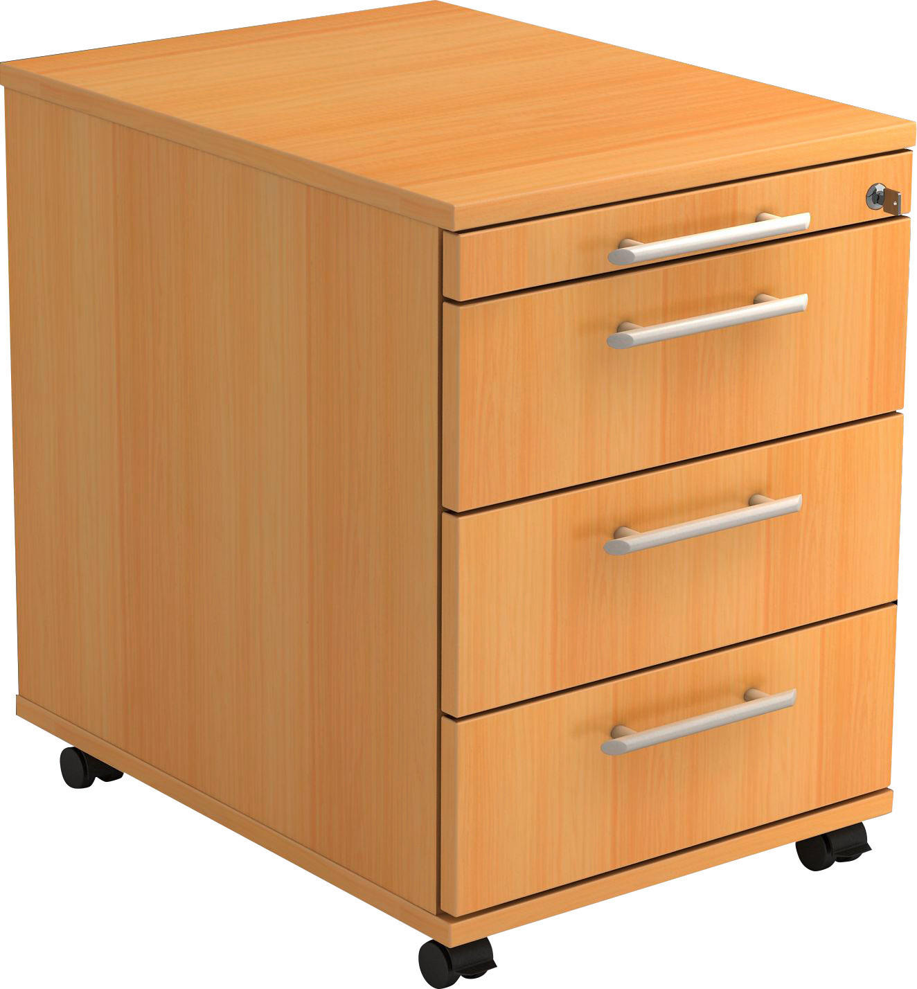 ROLLCONTAINER 42,8/59/56 cm  - Buchefarben/Alufarben, KONVENTIONELL, Holzwerkstoff/Kunststoff (42,8/59/56cm) - Venda
