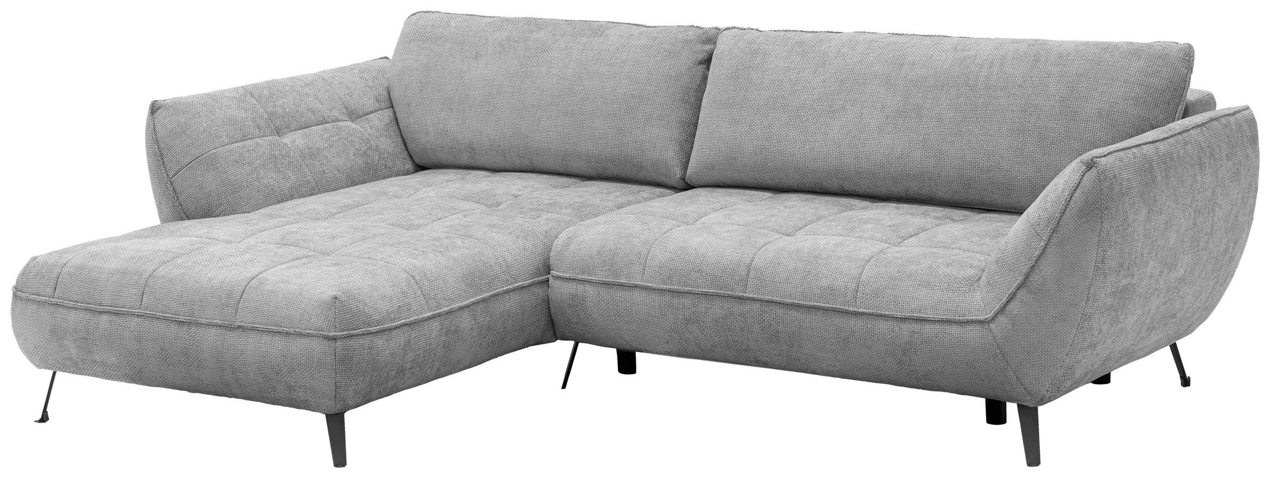 ECKSOFA in Struktur Hellgrau  - Hellgrau/Schwarz, Design, Textil/Metall (187/282cm) - Livetastic