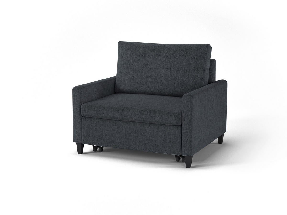 SCHLAFSESSEL SYDNEY  mit Flachgewebe Dunkelgrau  - Dunkelgrau/Schwarz, Design, Holz/Textil (95/89,5/103,5cm) - MID.YOU