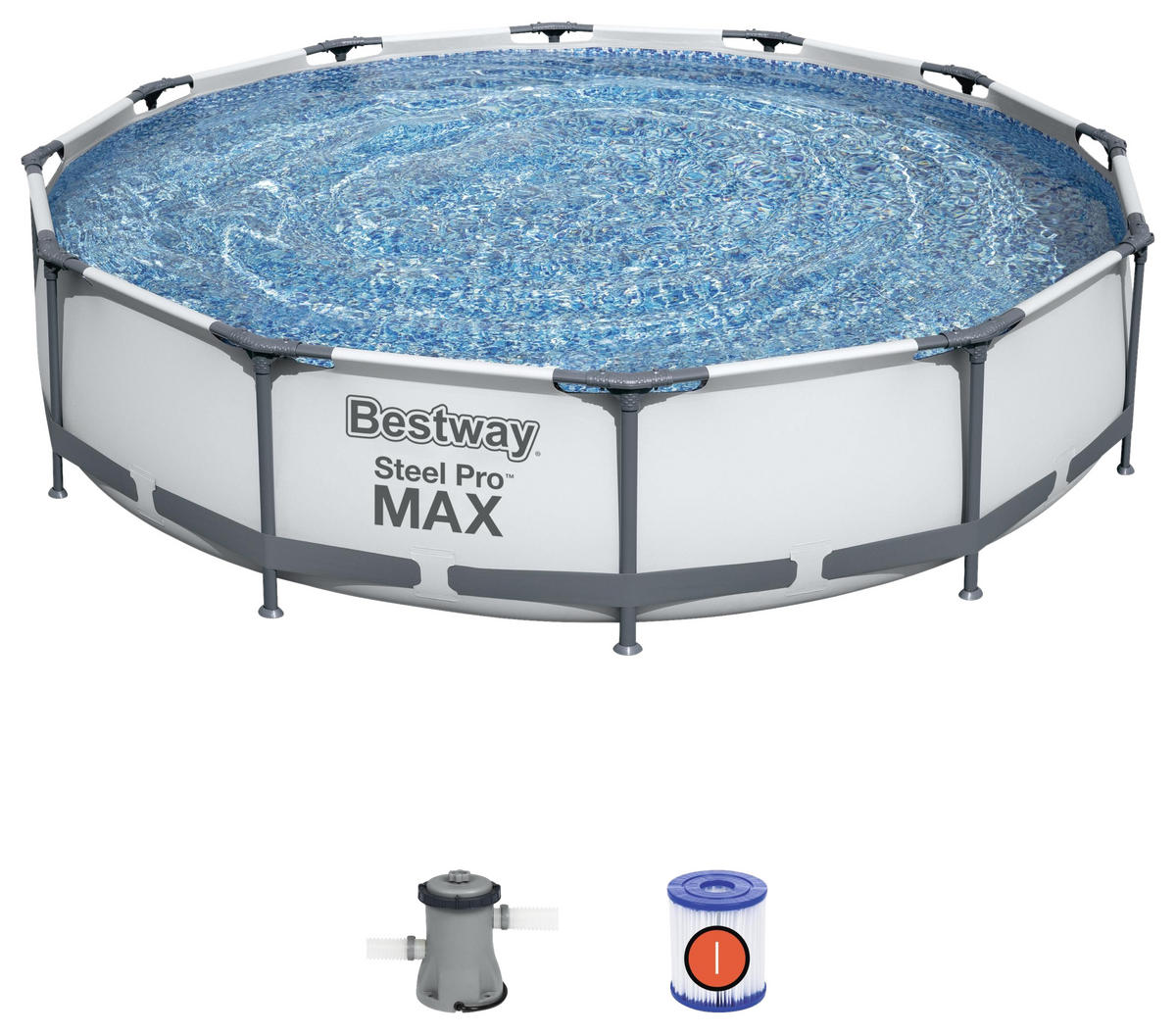 POOL SET STEEL PRO MAX 56416 366/76 cm  - Blau/Weiß, Basics, Kunststoff/Metall (366/76cm) - Bestway