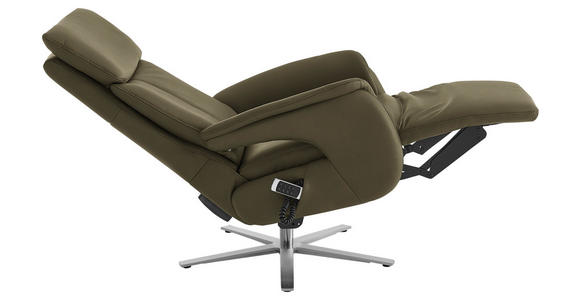 RELAXSESSEL in Leder Olivgrün - Edelstahlfarben/Olivgrün, Design, Leder/Metall (70/124/85cm) - Cantus