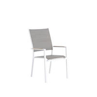 STAPELSESSEL Aluminium Taupe, Weiß, Teakfarben  - Taupe/Weiß, Design, Holz/Textil (56/95/64cm)
