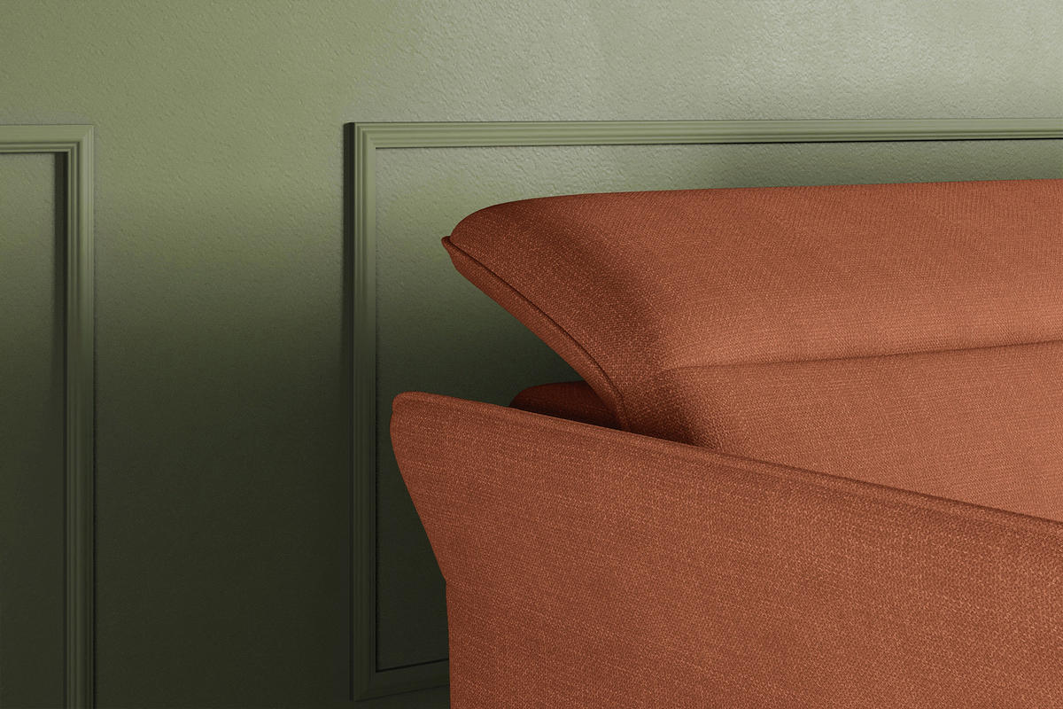 ECKSOFA Rostfarben Flachgewebe Rücken echt, Kopfteilverstellung, Sitztiefenverstellung  - Rostfarben/Schwarz, KONVENTIONELL, Textil/Metall (272/175cm) - Carryhome
