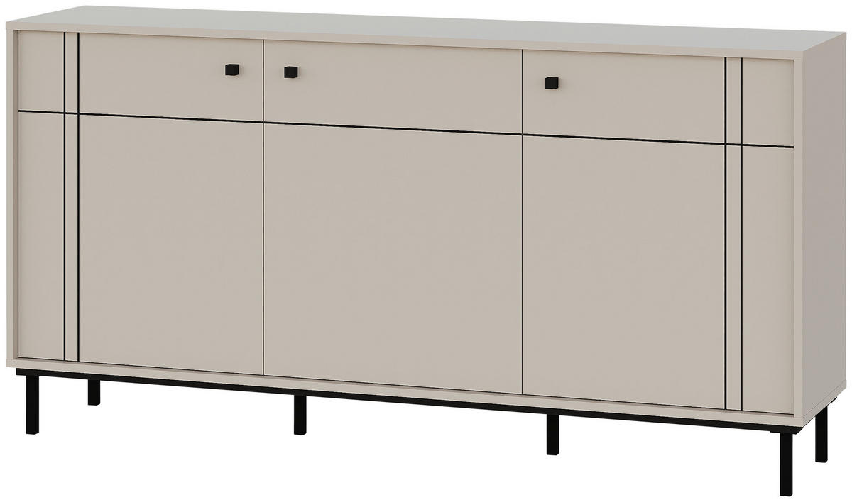 KOMODA, kašmir  - črna/kašmir, Moderno, kovina/umetna masa (160,2/81,8/37cm) - Carryhome