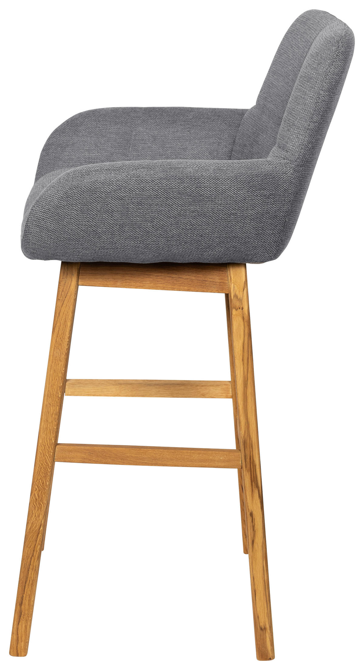BARHOCKER Webstoff Anthrazit Eiche massiv  - Eichefarben/Anthrazit, KONVENTIONELL, Holz/Textil (54,5/104,5/58cm) - Linea Natura