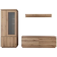 WOHNWAND 3-teilig  Eichefarben 278/197/40 cm  - Eichefarben, Design, Glas/Holzwerkstoff (278/197/40cm) - Livetastic