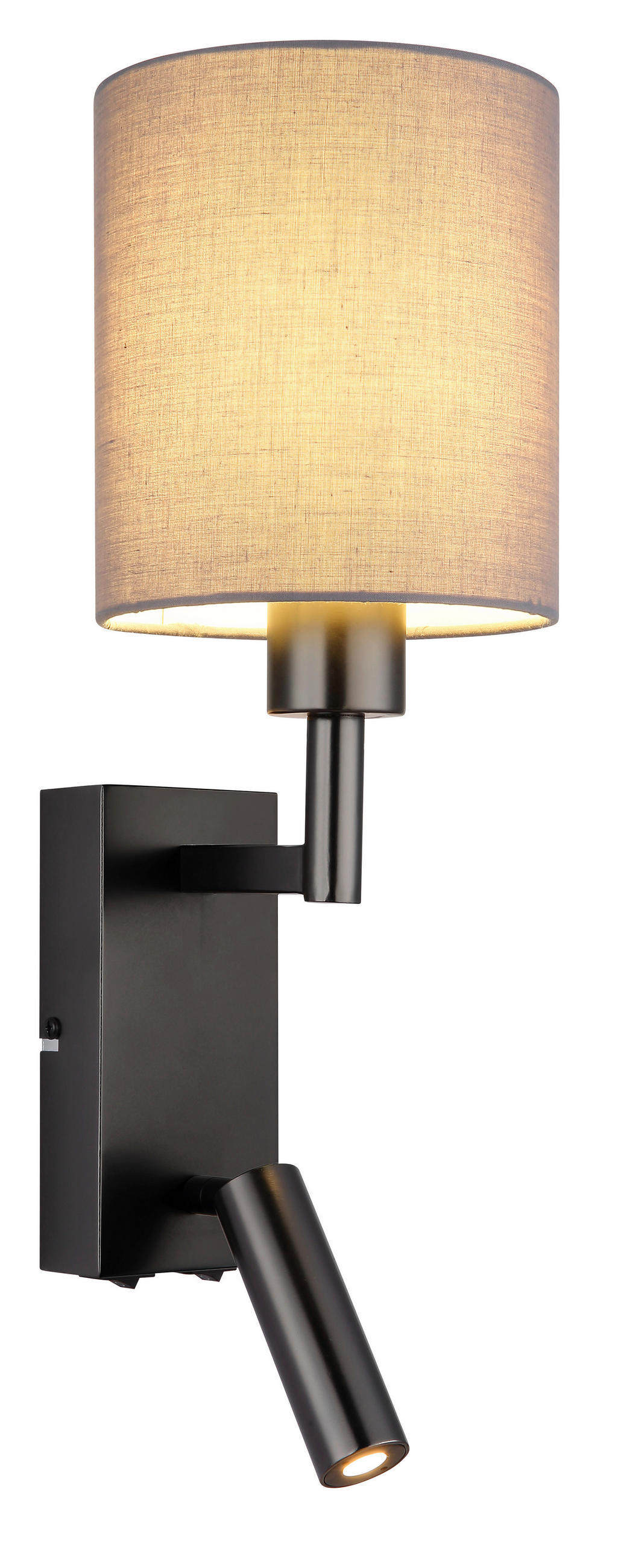 LED-WANDLEUCHTE 15/45,5 cm   - Schwarzchrom/Grau, KONVENTIONELL, Textil/Metall (15/45,5cm) - Globo