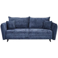 SCHLAFSOFA  mit Liegefunktion, Schlafen auf Sitzhöhe, Rücken echt Chenille Dunkelblau  - Schwarz/Dunkelblau, KONVENTIONELL, Holz/Textil (238/99/108cm) - Carryhome
