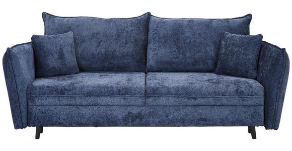 SCHLAFSOFA Chenille Dunkelblau Zierkissen, Rückenkissen, Bettkasten  - Schwarz/Dunkelblau, KONVENTIONELL, Holz/Textil (238/99/108cm) - Carryhome