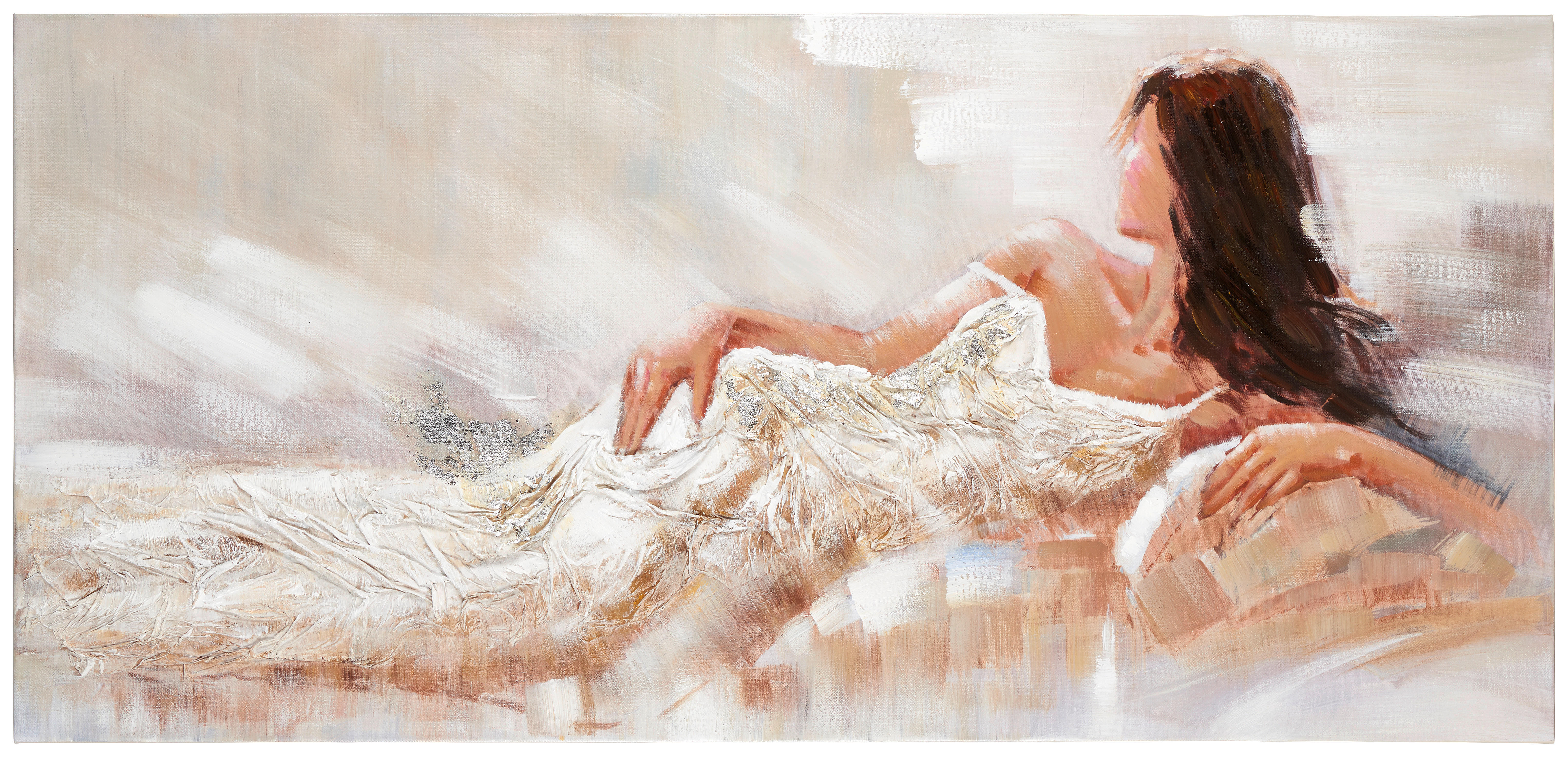 ÖLGEMÄLDE Frauen 150/70 cm  - Braun/Weiß, KONVENTIONELL, Holz/Papier (150/70cm) - Monee