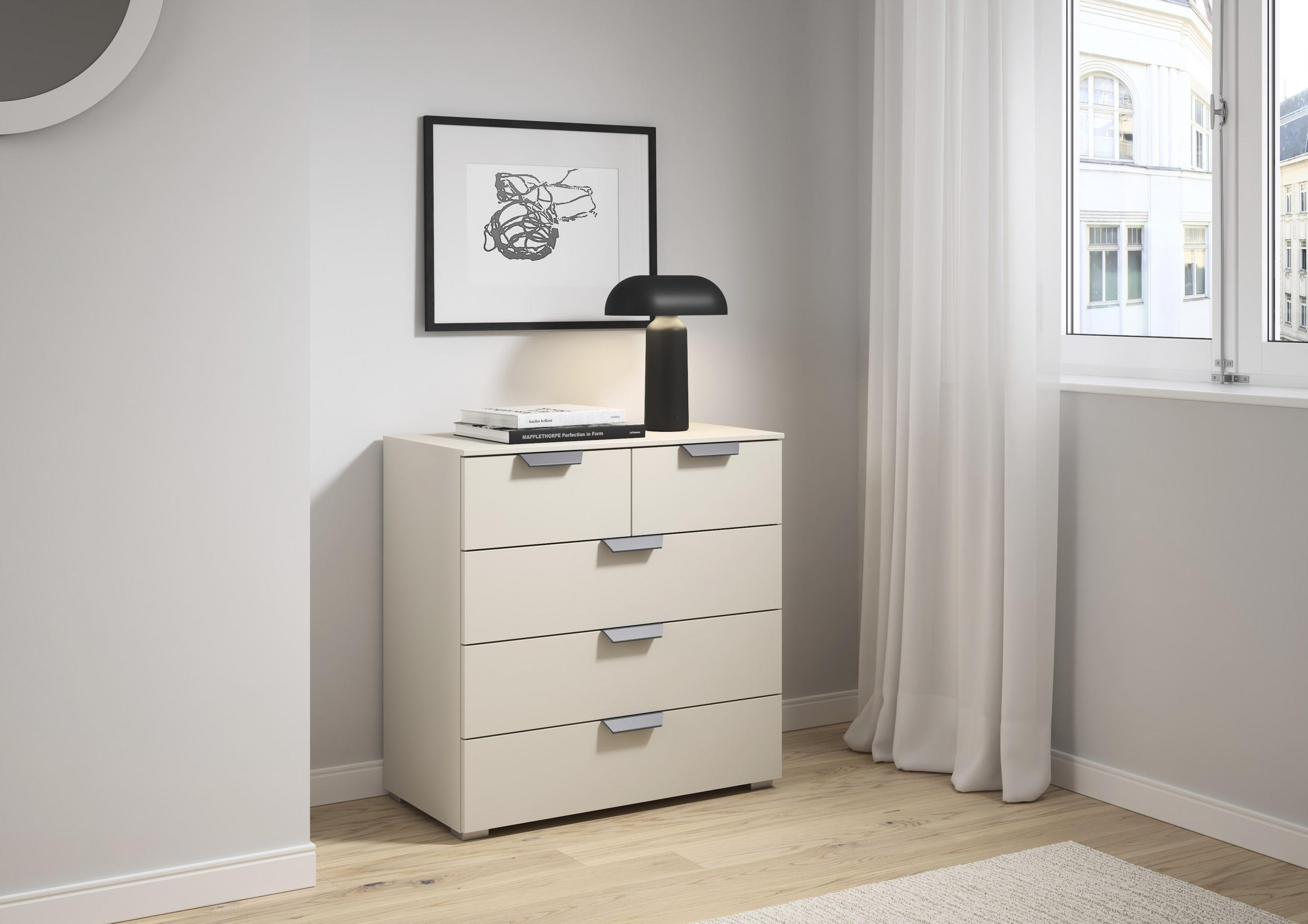 KOMMODE  in 80/81/42 cm  - Champagner/Dunkelgrau, Design, Holzwerkstoff/Metall (80/81/42cm) - Carryhome