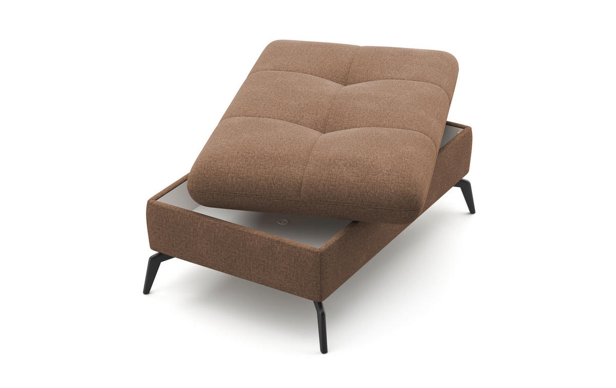 HOCKER in Textil Hellbraun  - Hellbraun/Schwarz, Konventionell, Textil/Metall (102/47/69cm) - Sit & More