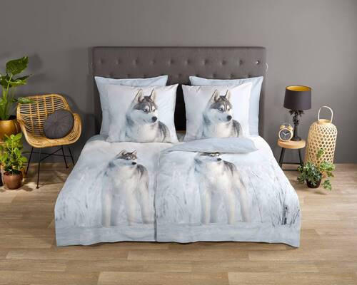 WENDEBETTWÄSCHE Sachar Renforcé 155/220 cm  - Blau/Hellblau, Natur, Textil (155/220cm)