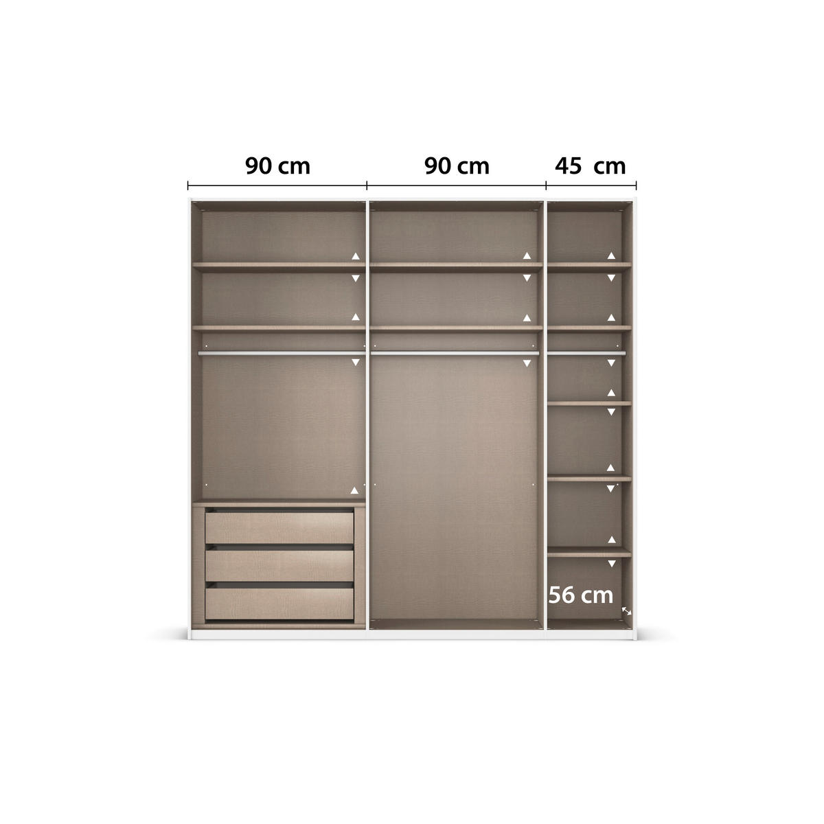 SCHWEBETÜRENSCHRANK - Eichefarben/Weiß, Design, Glas/Holzwerkstoff (226/223/68cm) - Xora