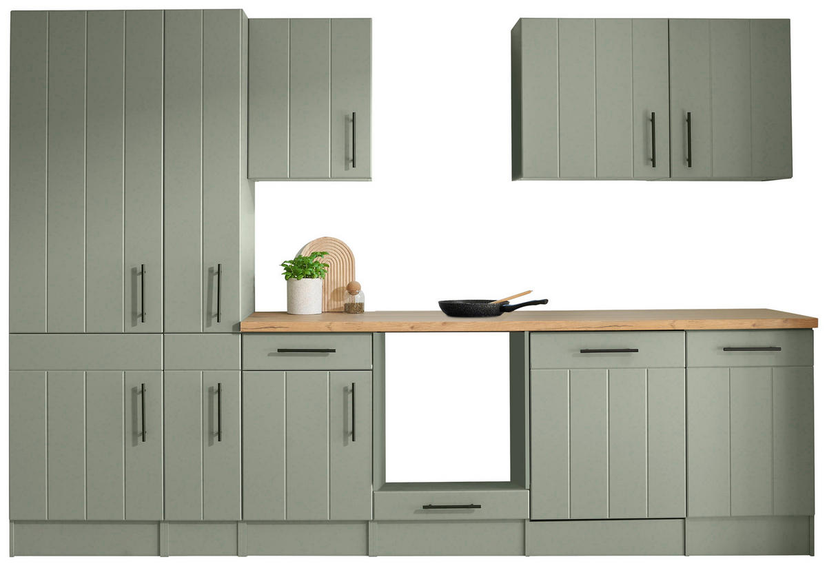 MODULKÖK UTAN VITVAROR 310 cm   i vildek, vassgrön  - vassgrön/vildek, Trend, metall/trämaterial (310cm) - Respekta