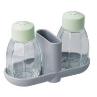 MENAGE-SET - Grau/Mintgrün, Basics, Glas/Kunststoff (4,5/8/11,5cm) - Fackelmann