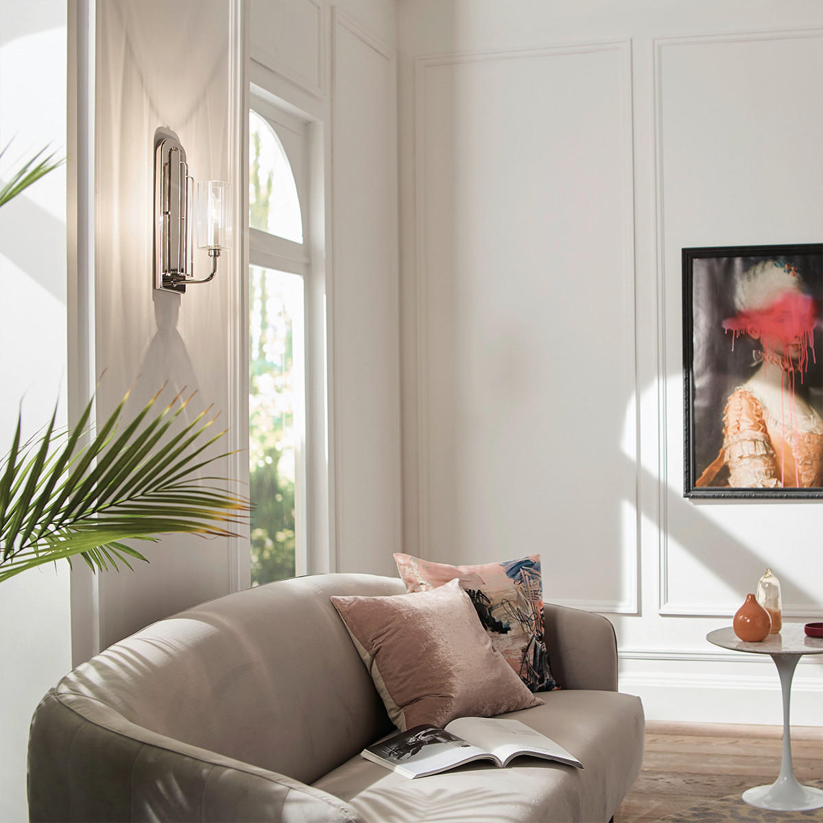 WANDLEUCHTE 11,5/16/33,5 cm   - Nickelfarben, KONVENTIONELL, Glas/Metall (11,5/16/33,5cm) - Elstead Lighting