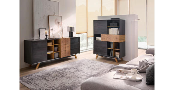 SIDEBOARD 180/75/40 cm in Eichefarben, Dunkelgrau - Eichefarben/Dunkelgrau, Design, Holz/Holzwerkstoff (180/75/40cm) - Carryhome