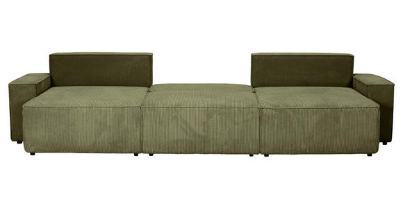 WOHNLANDSCHAFT  in Cord Dunkelgrün  - Dunkelgrün/Schwarz, KONVENTIONELL, Kunststoff/Textil (155/348/155cm) - Carryhome