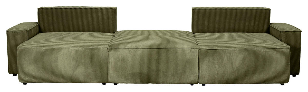 WOHNLANDSCHAFT Dunkelgrün Cord  - Dunkelgrün/Schwarz, KONVENTIONELL, Kunststoff/Textil (155/348/155cm) - Carryhome