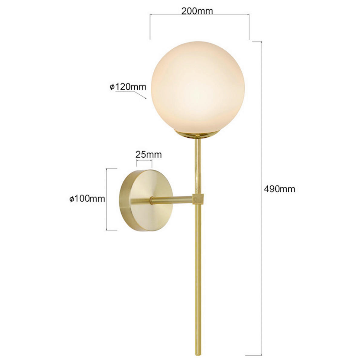 WANDLEUCHTE Piruleta 49/12/20 cm  - Goldfarben, Design, Metall (49/12/20cm)