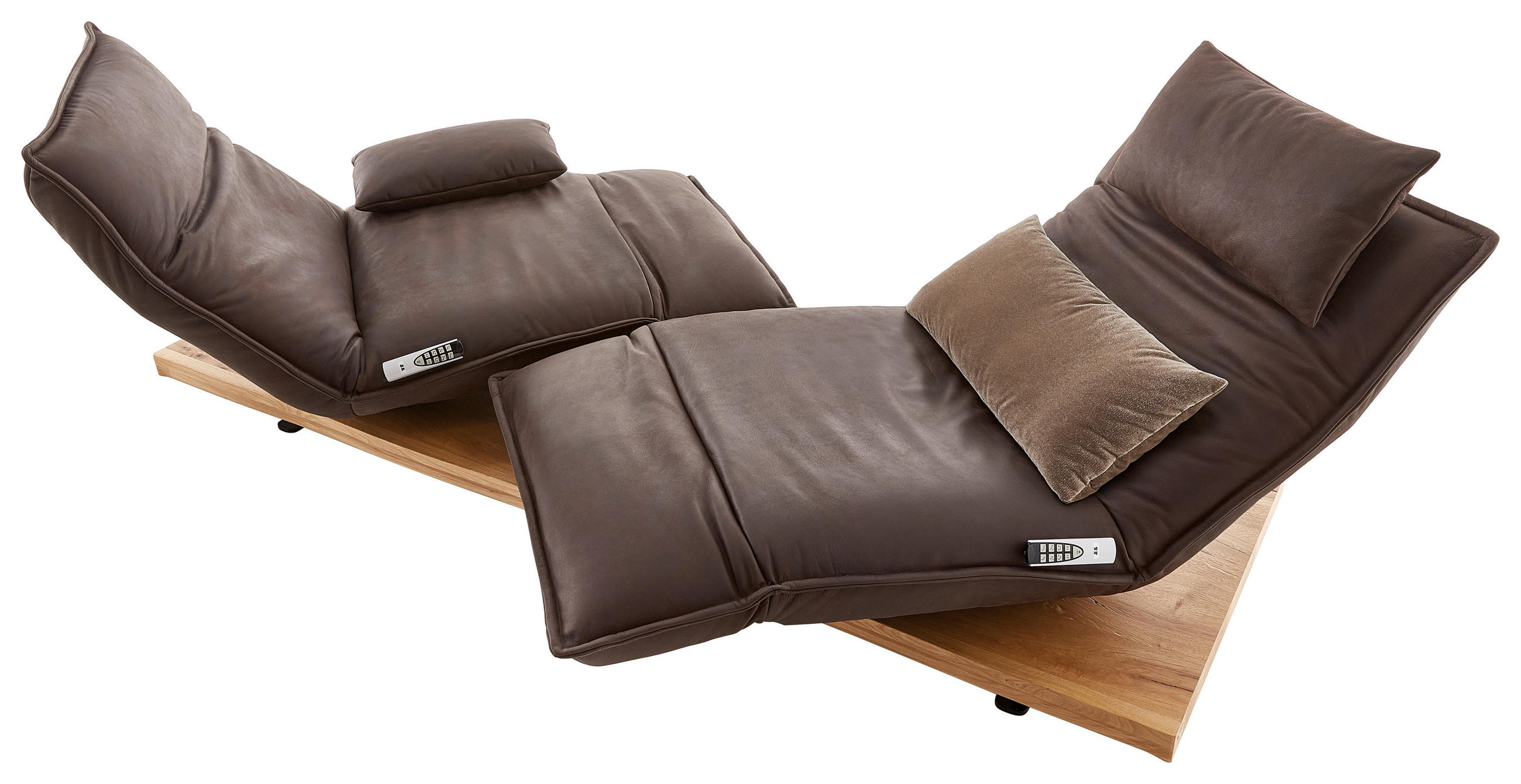 2-SITZER-SOFA in Mikrofaser Braun  - Eichefarben/Schwarz, Natur, Holz/Textil (240/63/115cm) - Koinor