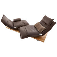2-SITZER-SOFA in Mikrofaser Braun  - Eichefarben/Schwarz, Natur, Holz/Textil (240/63/115cm) - Koinor